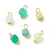 Natural Agate Cube Charms with Golden Tone Iron Loops PALLOY-JF01586-20B-1
