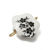 4Pcs 4 Colors Handmade Printed Porcelain Flower Connector Charms PALLOY-JF04405-01-4