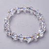 Faceted Natural Quartz Crystal Stretch Beaded Bracelets BJEW-H543-B10-1