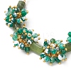 Natural Fire Crackle Agate & Canadian Jade Beads Link Bracelets BJEW-JB12164-02-3