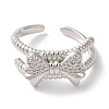Bowknot Brass Micro Pave Clear Cubic Zirconia Open Cuff Rings for Women RJEW-C098-02P-2