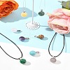 DIY Natural & Synthetic Gemstone Round Pendant & Waxed Cord Pendant Necklace Making Kits DIY-FS0008-47-9