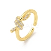 Brass Micro Pave Clear Cubic Zirconia Open Cuff Rings RJEW-G336-01G-4