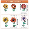 6Pcs 6 Style Sunflower Pattern Felt Ornament Accessories PATC-FG0001-26-2