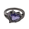 Heart Brass Micro Pave Cubic Zirconia Finger Rings FS-WG4D14B-05-2