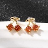 Cherry Brass Micro Pave Cubic Zirconia Stud Earrings EJEW-P331-08G-1