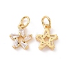 Star Brass Micro Pave Clear Cubic Zirconia Charms KK-G435-43G-1