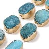 Golden Plated Dyed Oval Natural Drusy Quartz Crystal Beads Strands G-F144-07-1