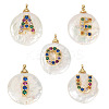 5Pcs 5 Styles Natural Cultured Freshwater Pearl Nuggets with Letter Pendants PEAR-TA0001-27-3