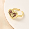 Brass Micro Pave Cubic Zirconia Cuff Rings for Women RJEW-F188-05G-4