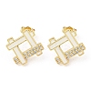 Hollow Rhombus Real 18K Gold Plated Brass Stud Earrings EJEW-L269-102G-02-1