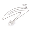 Butterfly Rack Plating Brass ABS Pearl Pendant Necklaces NJEW-S423-03P-2