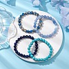 4Pcs Constellation 8mm Round Natural Lapis Lazuli & Dyed White Jade BJEW-JB10641-2