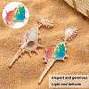 ANATTASOUL 3 Pairs 3 Colors Golden Alloy Sun with Shell Shape Dangle Stud Earrings EJEW-AN0004-40-3