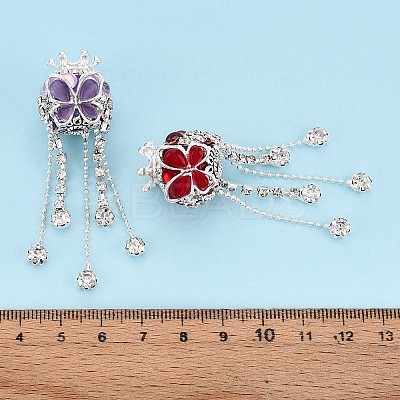 Butterfly & Crown Alloy Rhinestone Tassel Chain Dangle Beads OACR-N141-03-1