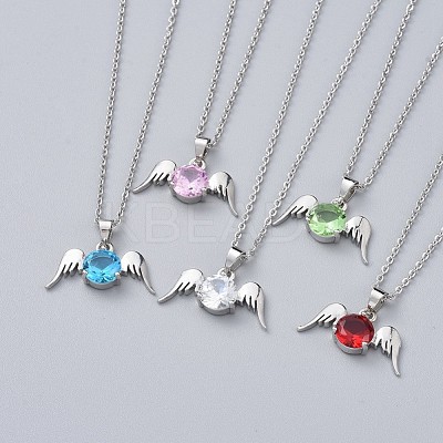Brass Cubic Zirconia Pendant Necklaces NJEW-JN02533-M-1