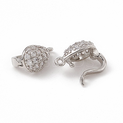 Brass Micro Pave Clear Cubic Zirconia Twister Clasps KK-K271-10P-1