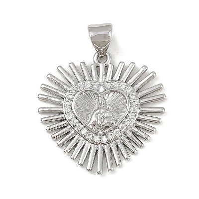 Brass Micro Pave Cubic Zirconia Pendants KK-P323-11F-P01-1