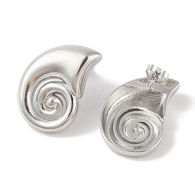 Snail Brass Stud Earrings for Women EJEW-Q389-06P-1