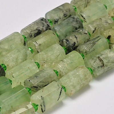 Faceted Column Natural Prehnite Bead Strands G-M297-18-1
