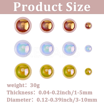 1 Bag Half Round Cabochons Set FIND-CP0003-17-1
