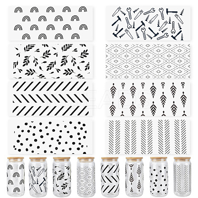 8Pcs 8 Styles PVC Plastic Waterproof Decorative Sticker Labels DIY-SP0004-93A-1