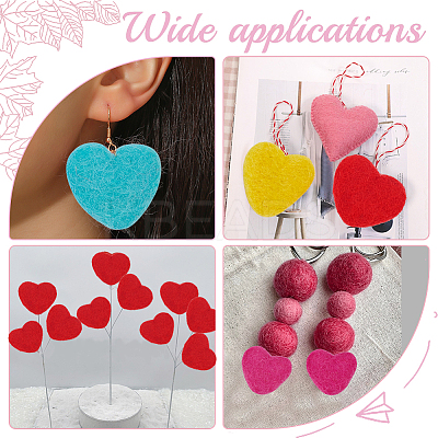 12Pcs 12 Colors Heart Handmade Wool Felt Ornament Accessories AJEW-WR0002-62-1