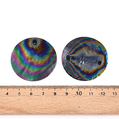 Spray Painted Natural Capiz Shell Pendants SSHEL-Z002-01C-1
