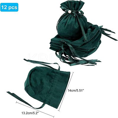 Velvet Jewelry Bags with Drawstring & Plastic Imitation Pearl TP-NB0001-20B-1