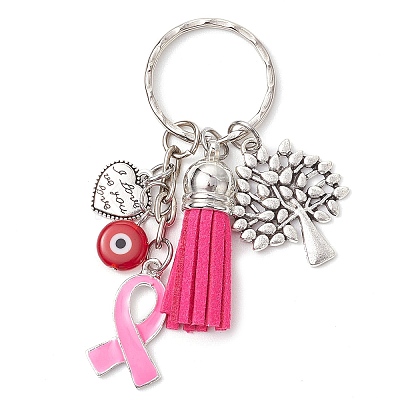 6Pcs 6 Colors Ribbon Keychain KEYC-JKC00939-1
