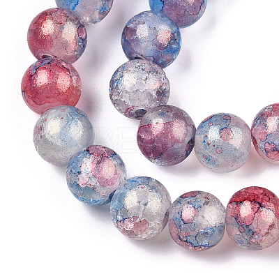 Baking Paint Crackle Glass Bead Strands DGLA-R053-04H-1