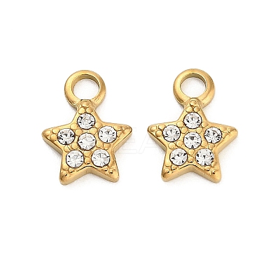 304 Stainless Steel Rhinestone Pendant STAS-U047-15G-1