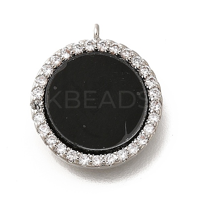 Brass Micro Pave Cubic Zirconia and Acrylic Charms KK-Q035-02P-1