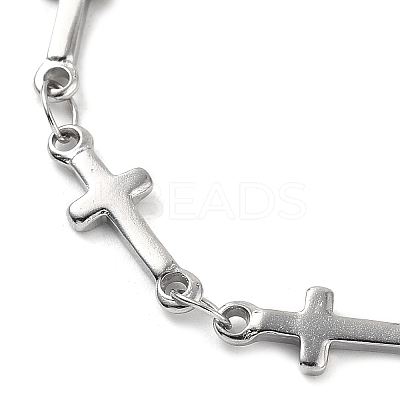 304 Stainless Steel Cross Link Chain Anklets for Women AJEW-AN00679-02-1
