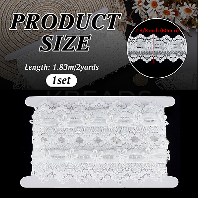 2 Yards Polyester Flower Lace Ribbons SRIB-FG0001-28-1