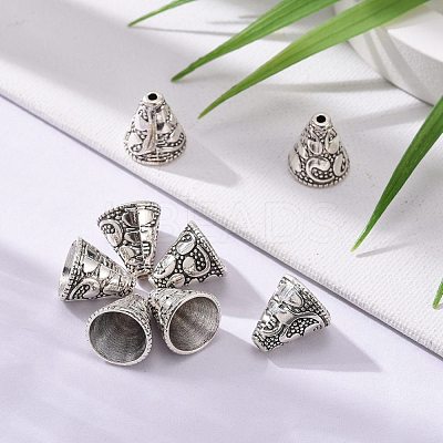 Tibetan Style Cone Alloy Bead Caps X-PALLOY-I112-09AS-1