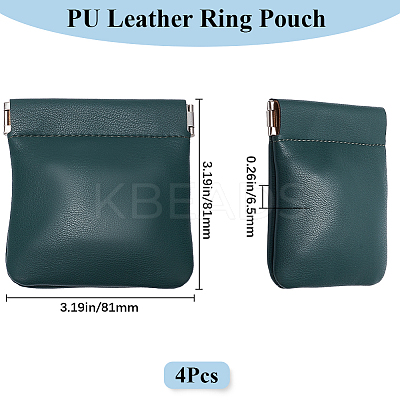 4Pcs Square PU Leather Change Purse with Alloy Shrapnel AJEW-BBC0002-22B-1