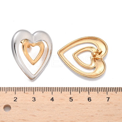 304 Stainless Steel Two Tone Heart Stud Earrings EJEW-C142-14PG-1