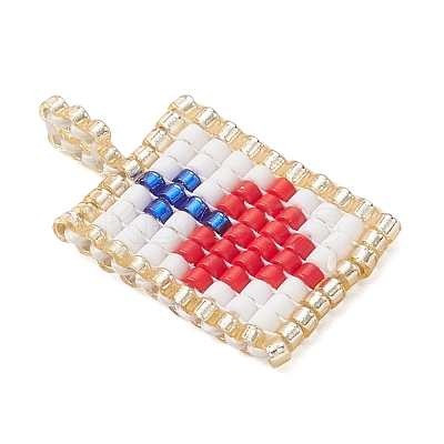 Glass Seed Beaded Pendants PALLOY-MZ01228-01-1