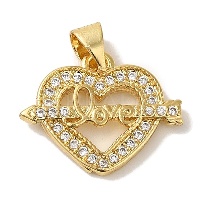 Rack Plating Brass Micro Pave Clear Cubic Zirconia Pendants KK-P267-11A-G-1