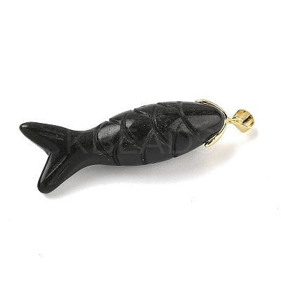 Natural Obsidian Carved Pendants G-P599-08G-01-1