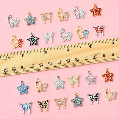 24Pcs 6 Styles Rack Plating Alloy Charms FIND-FS0003-09-1