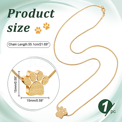 Paw Print Urn Ashes Necklace NJEW-WH0024-01G-1