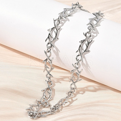 304 Stainless Steel Barbed Wire Chain Necklaces NJEW-D345-01P-1
