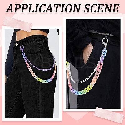 2Pcs 2 Colors Acrylic Two Layers Chain Belts AJEW-GF0011-19A-1
