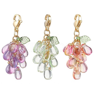 Teardrop Glass & Acrylic Pendant Decoration HJEW-TA00270-1