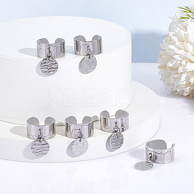 6Pcs 304 Stainless Steel Open Cuff Finger Rings RJEW-UN00009-1