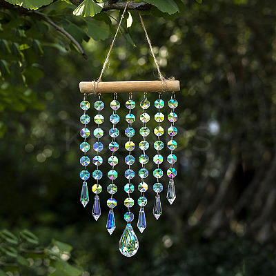 Glass Octagon Beads Suncatchers Hanging Ornaments PW-WG771C5-01-1