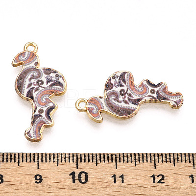 Printed Light Gold Tone Alloy Pendants ENAM-N056-210B-1