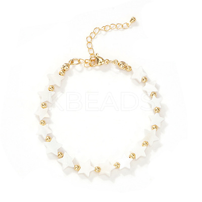 Minimalist Natural Shell & Brass Beaded Bracelets DG5975-1